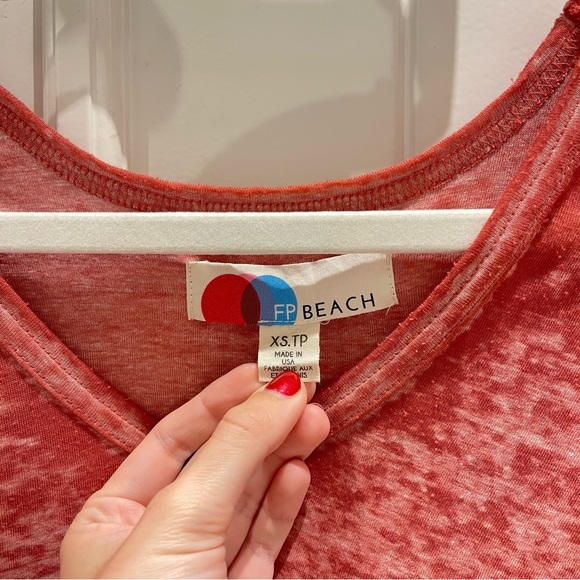 Free People Beach Keep Me Oversized Burnout Tee in Red / Burgundy (XS) - Picture 5 of 8